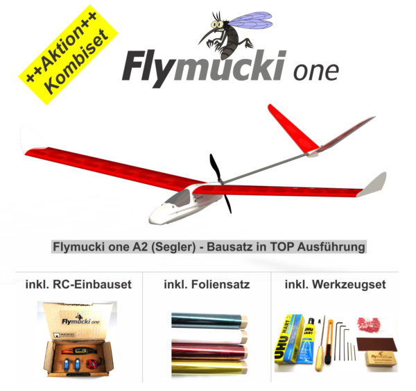 Flymucki one - A2 (ohne Fahrwerk) Elektrosegler - Kombiset - Versandkostenfrei